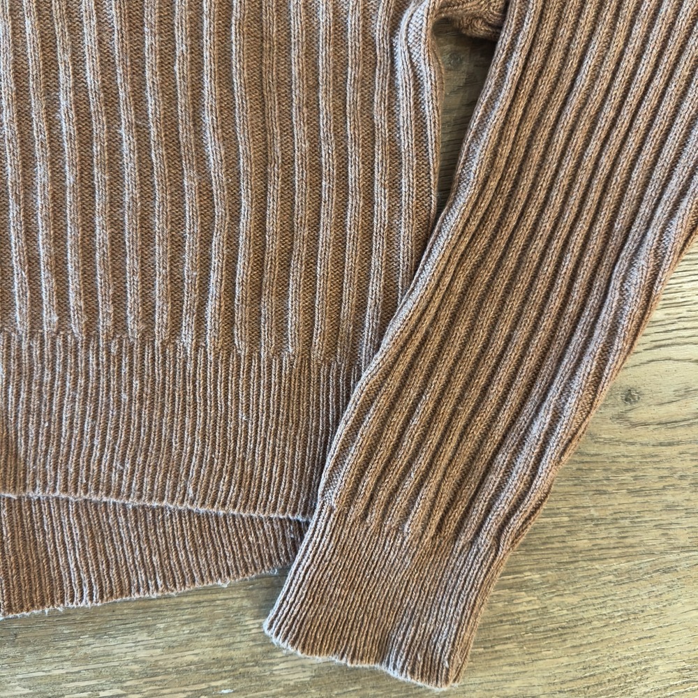 Rag & Bone New York-Maxine Ribbed Merino Wool Blend Polo Sweater-Camel-Women's S - Picture 7 of 16
